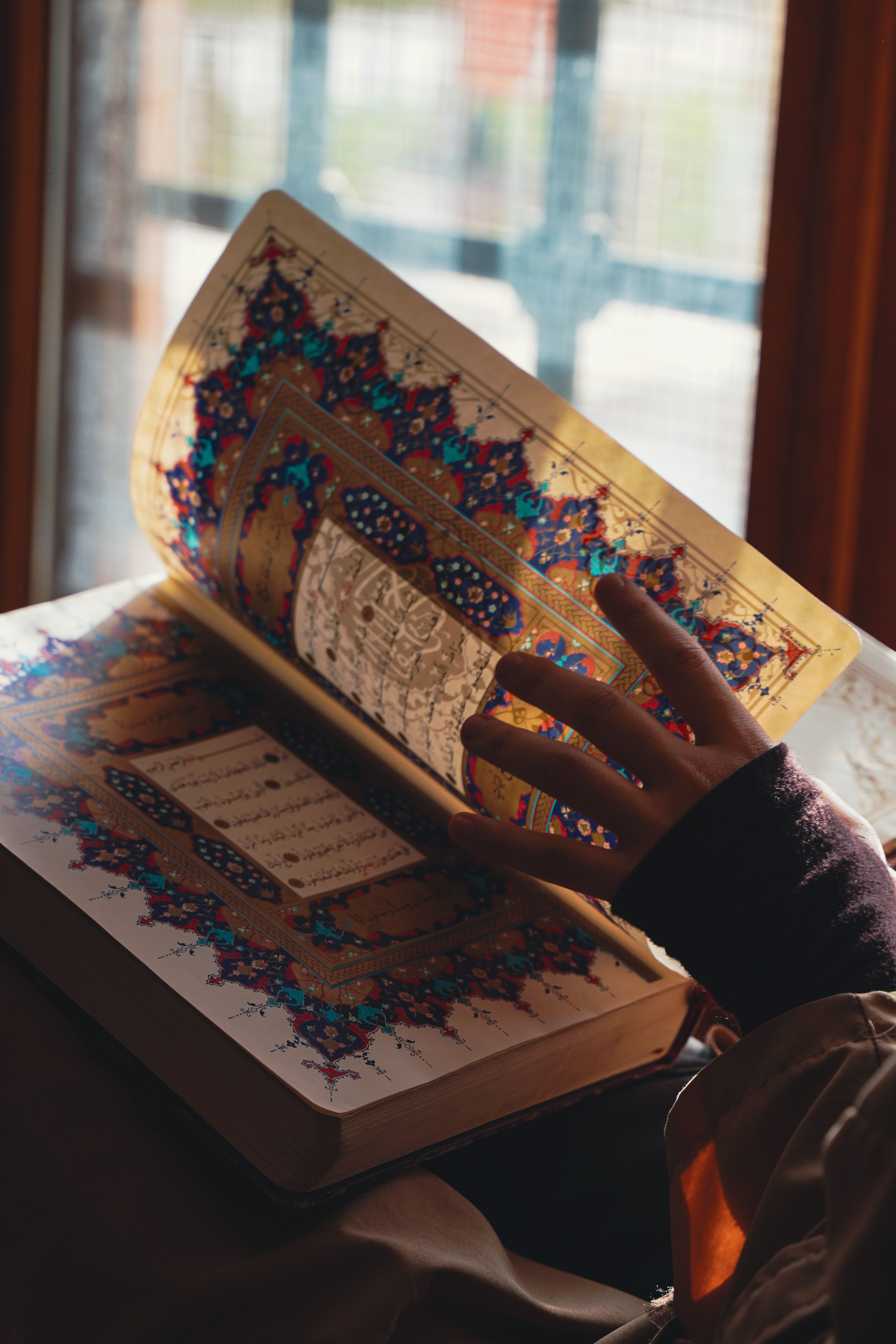 Quran study in natural light